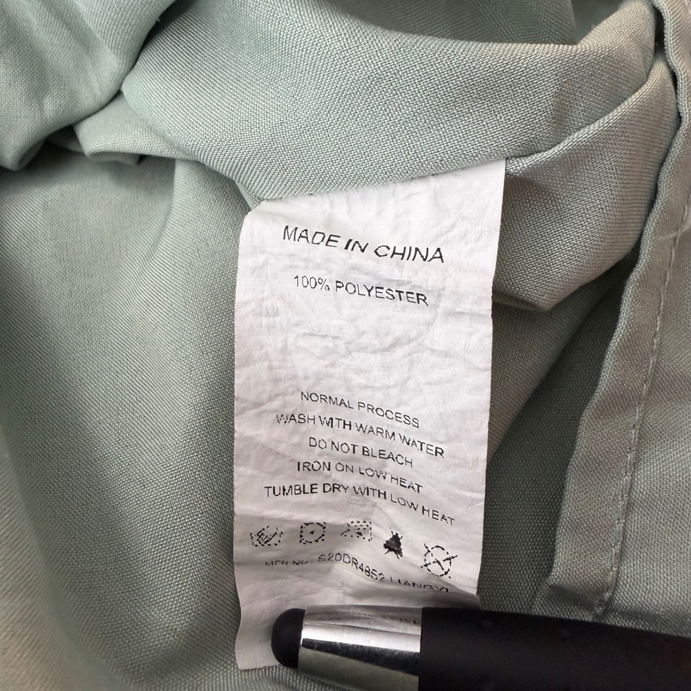 Simplee Sage Green Polka Dot Smocked Maxi Dress Ruffle Hem Boho Cottage Size L - Picture 10 of 13